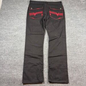 Jeanetix Jeans Men's 36 Black Cotton Twill Pants Red Embroidered Pockets Hip Hop